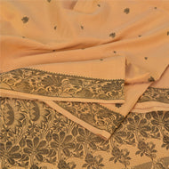 Sanskriti Vintage Beige Indian Sarees Pure Silk Woven Premium Sari Craft Fabric