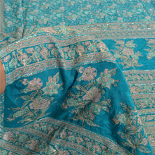 Load image into Gallery viewer, Sanskriti Vintage Blue Sarees Pure Silk Hand Beaded Premium Sari Craft Fabric
