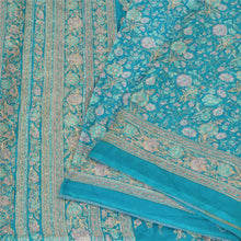 Load image into Gallery viewer, Sanskriti Vintage Blue Sarees Pure Silk Hand Beaded Premium Sari Craft Fabric

