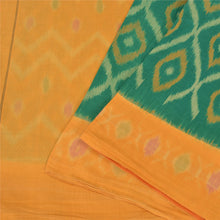 Load image into Gallery viewer, Sanskriti Vintage Yellow/Green Sarees Pure Cotton Woven Ikat Premium Sari Fabric
