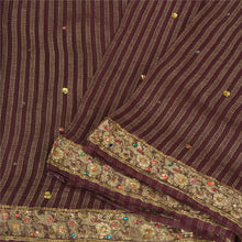 Load image into Gallery viewer, Sanskriti Vintage Purple Sarees Pure Georgette Silk Hand Beaded Zari Sari Fabric
