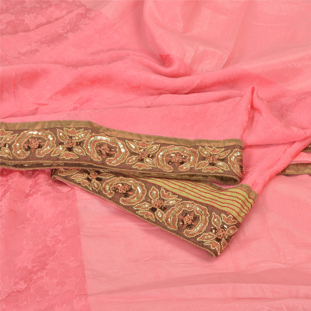 Sanskriti Vintage Pink Sarees Pure Silk Embroidered Woven Premium Sari Fabric