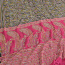 Load image into Gallery viewer, Sanskriti Vintage Black/Pink Sarees Pure Silk Handmade Mukeish Work Sari Fabric
