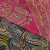 Sanskriti Vintage Black/Pink Sarees Pure Silk Handmade Mukeish Work Sari Sustainable Fabric