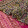 Sanskriti Vintage Black/Pink Sarees Pure Silk Handmade Mukeish Work Sari Sustainable Fabric