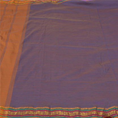 Sanskriti Vintage Safran/Blå Sarier Blandet Silke Vævet Ilkal Premium Sari Bæredygtigt Stof