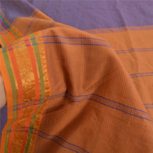 Load image into Gallery viewer, Sanskriti Vintage Saffron/Blue Sarees Blend Silk Woven Ilkal Premium Sari Fabric
