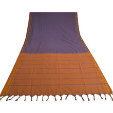 Load image into Gallery viewer, Sanskriti Vintage Saffron/Blue Sarees Blend Silk Woven Ilkal Premium Sari Fabric
