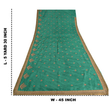 Load image into Gallery viewer, Sanskriti Vintage Green Sarees Pure Silk Embroidered Premium Sari Craft Fabric
