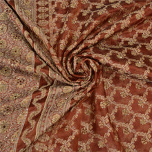 Load image into Gallery viewer, Sanskriti Vintage Burnt Orange Sarees Organza Hand Beaded Woven Sari Fabric
