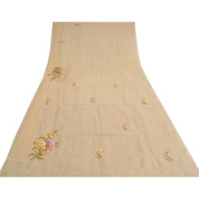 Load image into Gallery viewer, Sanskriti Vintage Ivory Indian Sarees Cotton Embroidered Sari Craft 5 YD Fabric
