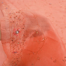 Load image into Gallery viewer, Sanskriti Vintage Peach Sarees Pure Silk Hand Beaded Premium Sari Craft Fabric
