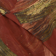 Load image into Gallery viewer, Sanskriti Vintage Dark Red Sarees Chiffon Hand Beaded Ethnic Sari Craft Fabric
