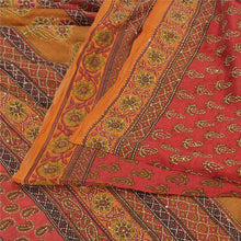 Load image into Gallery viewer, Sanskriti Vintage Saffron/Red Sarees Pure Silk Hand Beaded Kantha Sari Fabric
