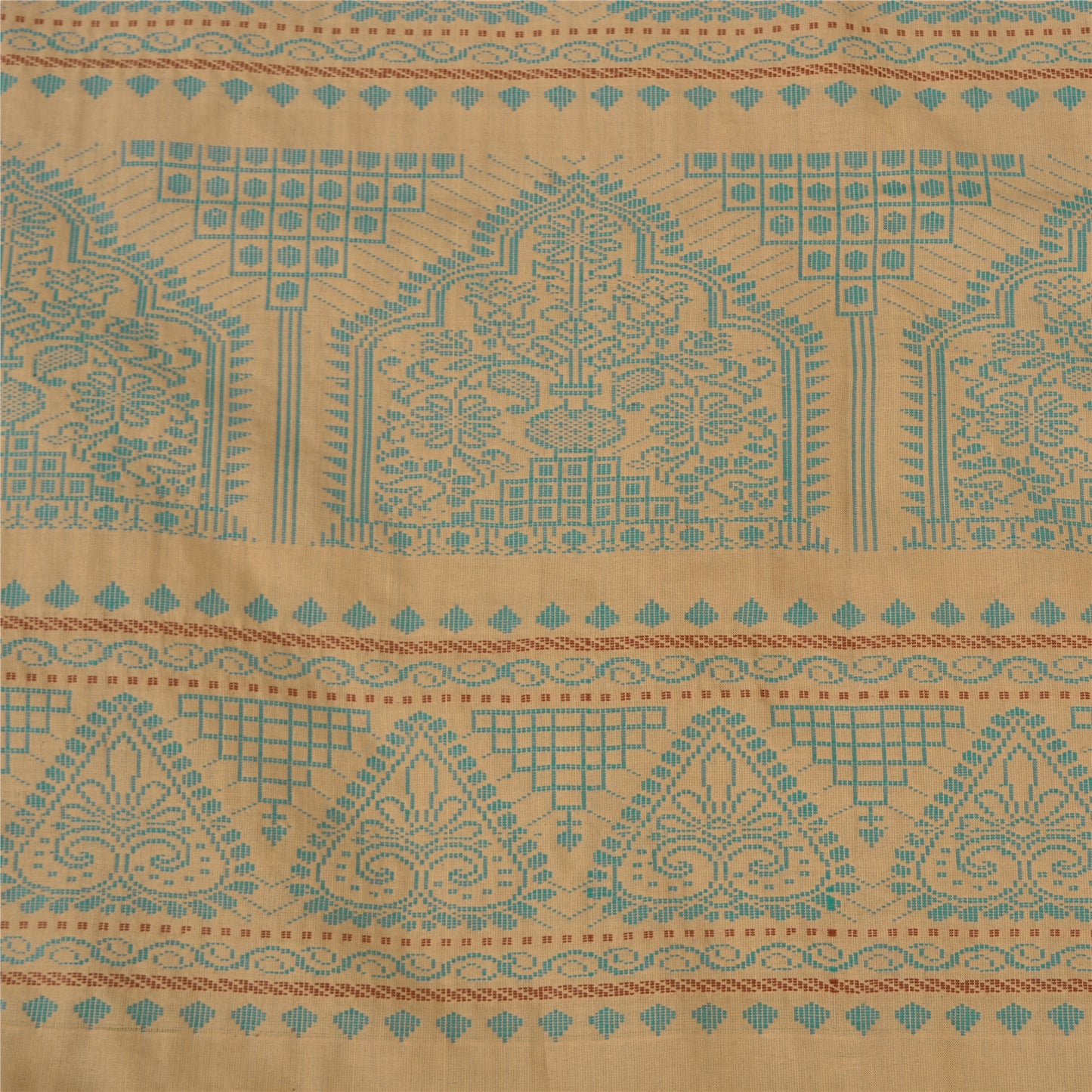 Sanskriti Vintage Green/Beige Sarees Blend Cotton Woven Premium Sari Sustainable Fabric