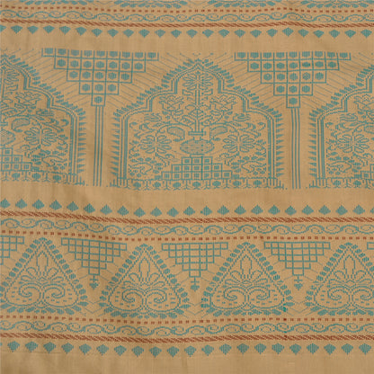 Sanskriti Vintage Green/Beige Sarees Blend Cotton Woven Premium Sari Sustainable Fabric