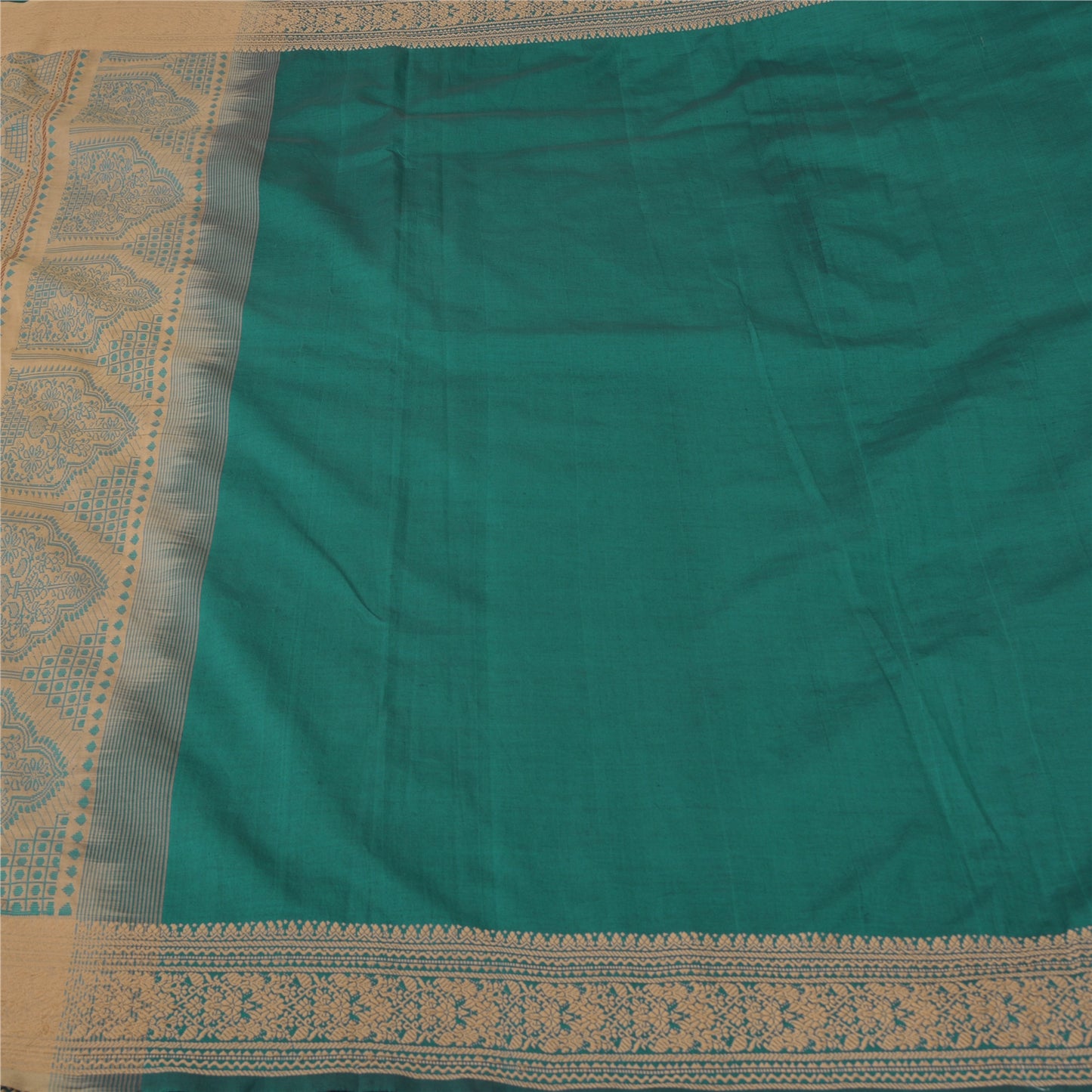 Sanskriti Vintage Green/Beige Sarees Blend Cotton Woven Premium Sari Sustainable Fabric