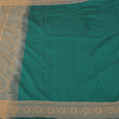 Sanskriti Vintage Green/Beige Sarees Blend Cotton Woven Premium Sari Sustainable Fabric