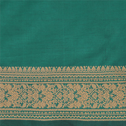 Sanskriti Vintage Green/Beige Sarees Blend Cotton Woven Premium Sari Sustainable Fabric
