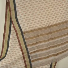 Load image into Gallery viewer, Sanskriti Vintage Ivory Sarees Pure Cotton Block Printed Woven Sari Craft Fabric
