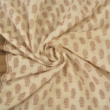 Load image into Gallery viewer, Sanskriti Vintage Ivory Sarees Pure Cotton Block Printed Woven Sari Craft Fabric
