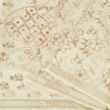 Load image into Gallery viewer, Sanskriti Vintage Ivory Indian Sarees Cotton Hand Embroidered Kantha Sari Fabric
