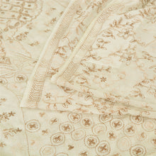 Load image into Gallery viewer, Sanskriti Vintage Ivory Indian Sarees Cotton Hand Embroidered Kantha Sari Fabric
