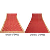 Sanskriti Vintage Red Sarees Pure Silk Hand Beaded Premium Sari Craft Sustainable Fabric
