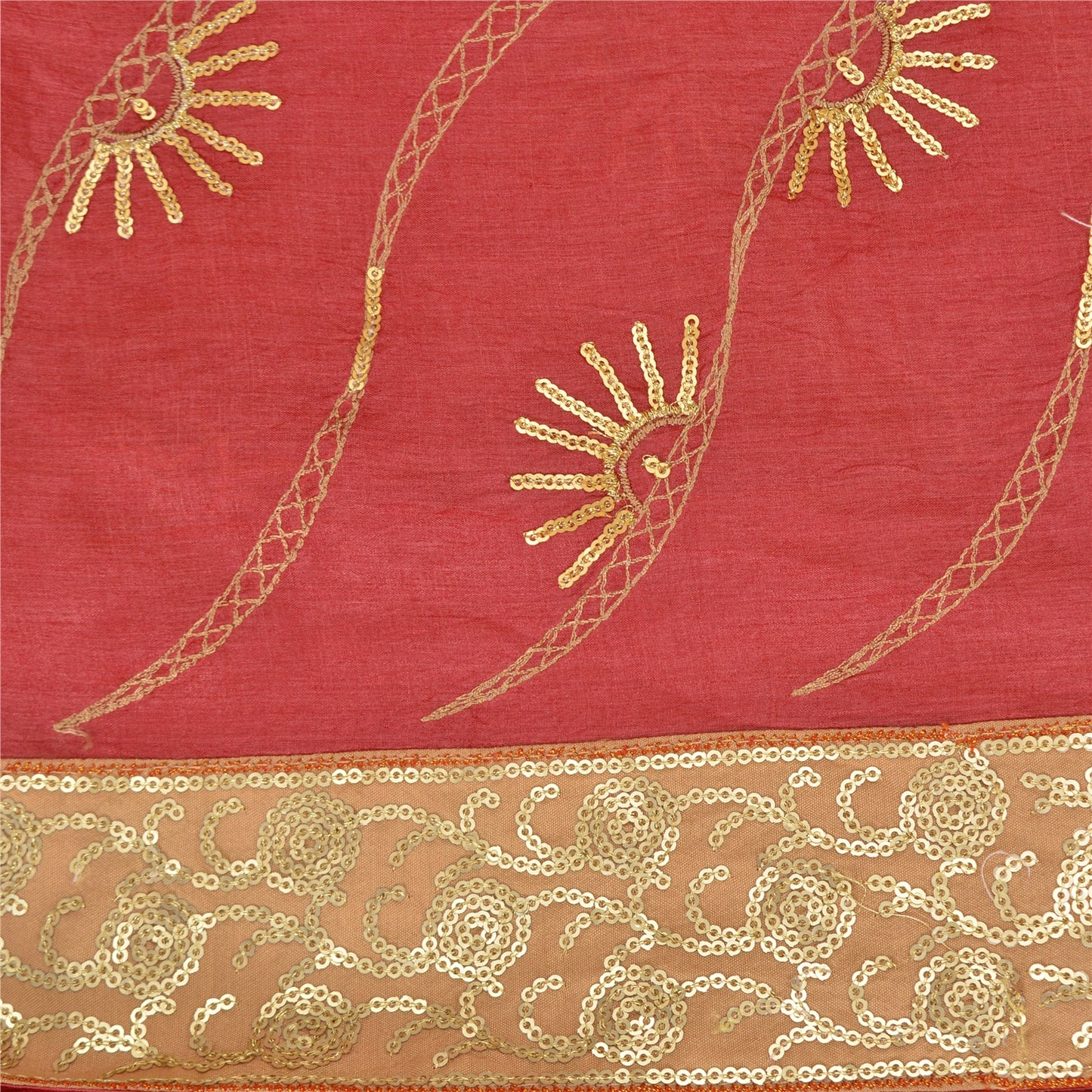 Sanskriti Vintage Red Sarees Pure Silk Hand Beaded Premium Sari Craft Sustainable Fabric