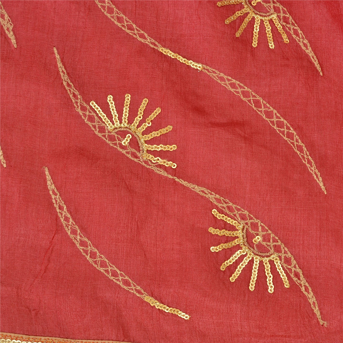 Sanskriti Vintage Red Sarees Pure Silk Hand Beaded Premium Sari Craft Sustainable Fabric