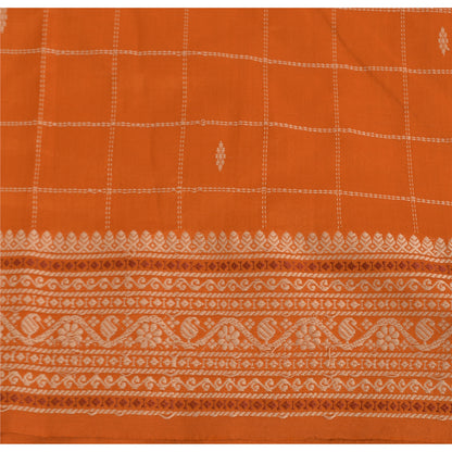 Sanskriti Vintage Orange/Ivory Sarees Pure Cotton Woven Premium Sari 5yrd Sustainable Fabric