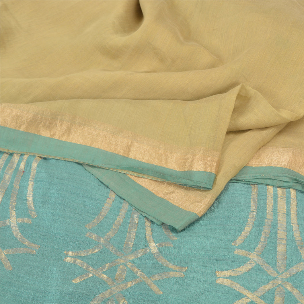 Sanskriti Vintage Cream Indian Sarees Pure Cotton Woven Premium Sari Fabric