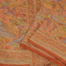 Load image into Gallery viewer, Sanskriti Vintage Orange Indian Sarees Pure Silk Hand Beaded Kantha Sari Fabric
