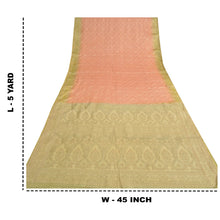 Load image into Gallery viewer, Sanskriti Vintage Golden/Peach Sarees Pure Silk Woven Premium Sari Craft Fabric
