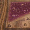Sanskriti Vintage Brown/Purple Sarees Pure Crepe Silk Hand Beaded Sari Sustainable Fabric