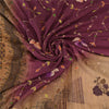 Sanskriti Vintage Brown/Purple Sarees Pure Crepe Silk Hand Beaded Sari Sustainable Fabric