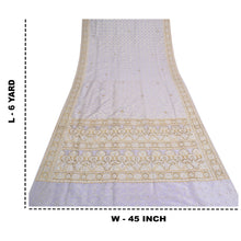 Load image into Gallery viewer, Sanskriti Vintage Lavender Indian Sarees Organza Hand Beaded Woven Sari Fabric

