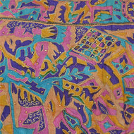 Sanskriti Vintage Multicolor Sarees Pure Silk Hand Beaded Sari Craft Fabric