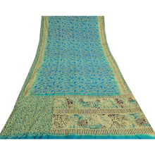 Load image into Gallery viewer, Sanskriti Vintage Blue/Green Sarees Pure Silk Hand Beaded Premium Sari Fabric
