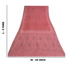 Load image into Gallery viewer, Sanskriti Vintage Pink Sarees Pure Silk Hand Embroidered Sari Craft Fabric
