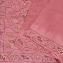 Load image into Gallery viewer, Sanskriti Vintage Pink Sarees Pure Silk Hand Embroidered Sari Craft Fabric
