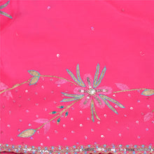 Load image into Gallery viewer, Sanskriti Vintage Pink Sarees Pure Crepe Silk Hand Beaded Premium Sari Fabric
