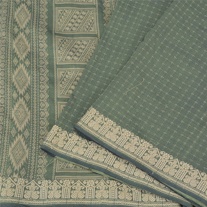 Sanskriti Vintage Green Indian Sarees Blend Silk Woven Premium Sari Craft Sustainable Fabric