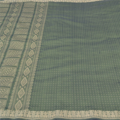 Sanskriti Vintage Green Indian Sarees Blend Silk Woven Premium Sari Craft Sustainable Fabric