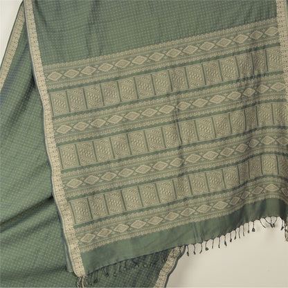 Sanskriti Vintage Green Indian Sarees Blend Silk Woven Premium Sari Craft Sustainable Fabric