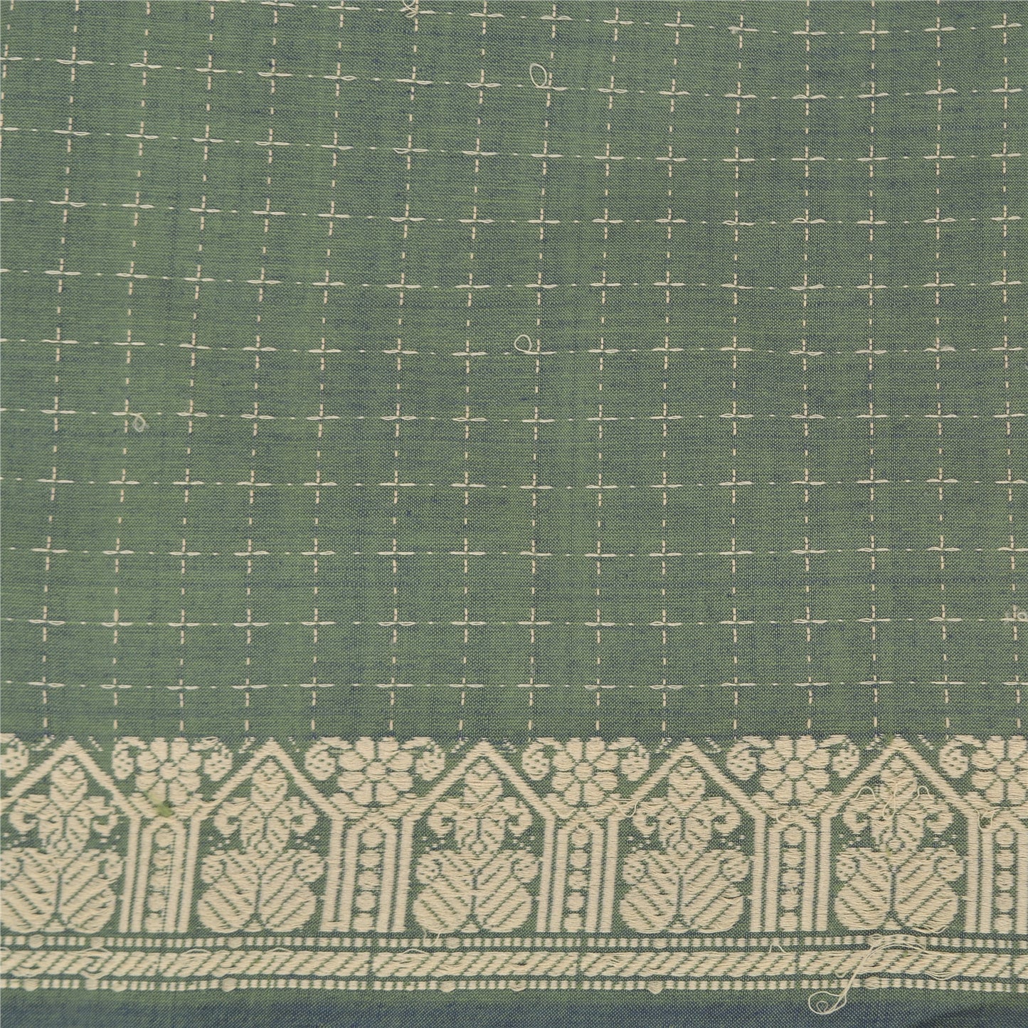 Sanskriti Vintage Green Indian Sarees Blend Silk Woven Premium Sari Craft Sustainable Fabric