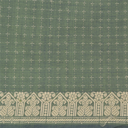 Sanskriti Vintage Green Indian Sarees Blend Silk Woven Premium Sari Craft Sustainable Fabric
