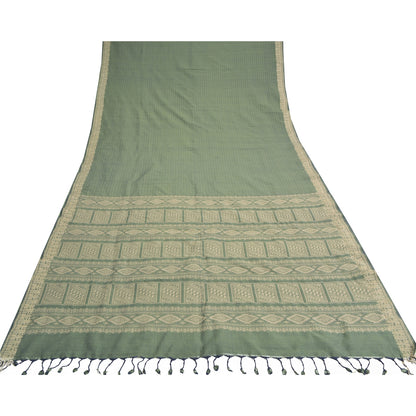 Sanskriti Vintage Green Indian Sarees Blend Silk Woven Premium Sari Craft Sustainable Fabric