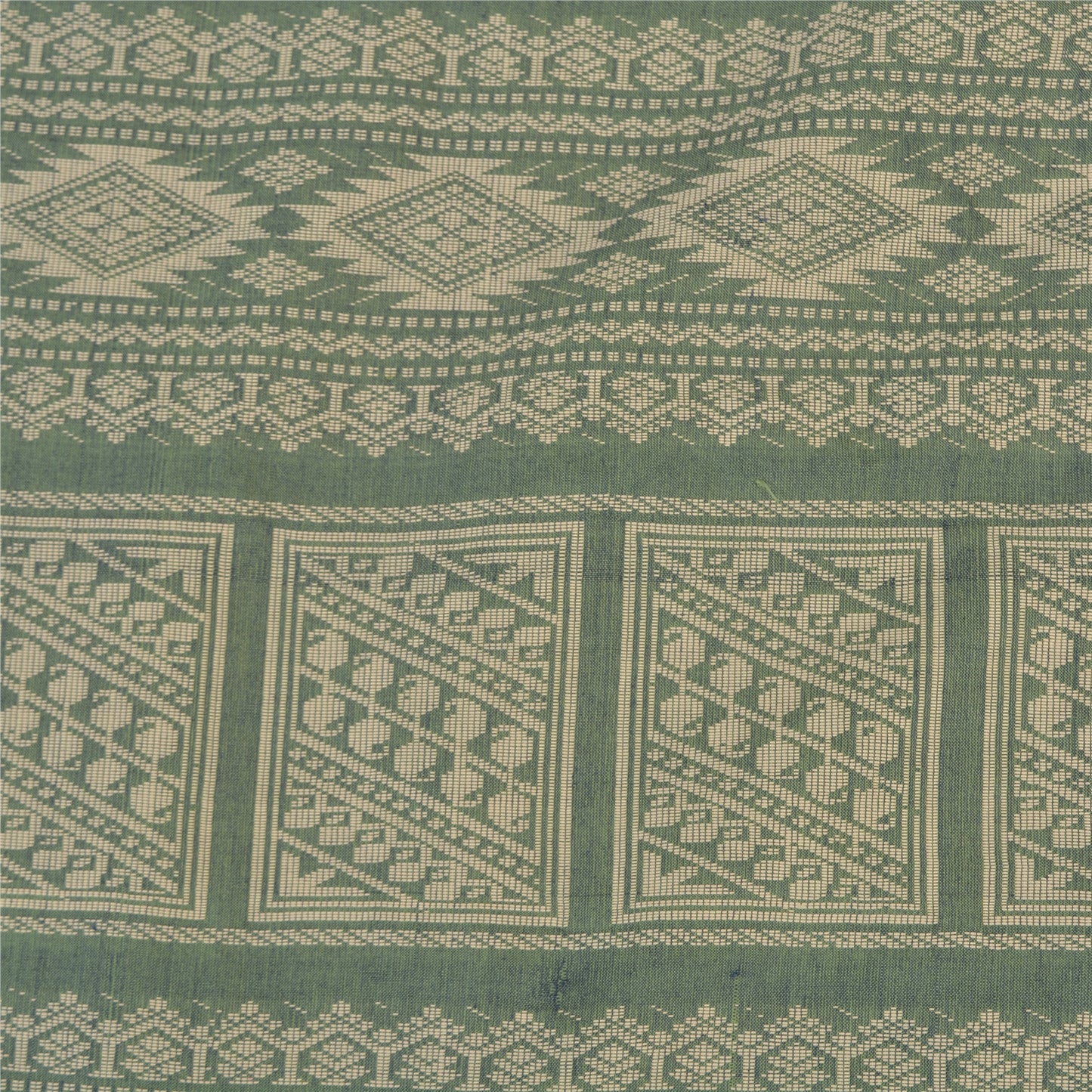 Sanskriti Vintage Green Indian Sarees Blend Silk Woven Premium Sari Craft Sustainable Fabric