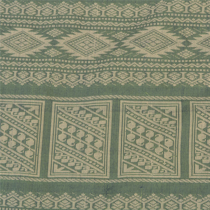 Sanskriti Vintage Green Indian Sarees Blend Silk Woven Premium Sari Craft Sustainable Fabric